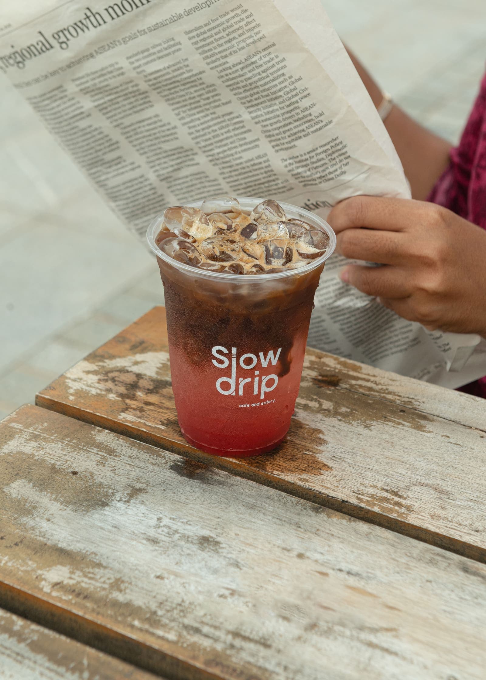 Strawberry Americano outdoors
